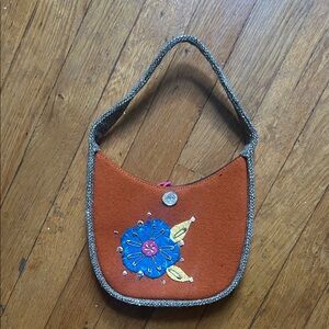 Elegant Orange Floral Women's Shoulder Bag